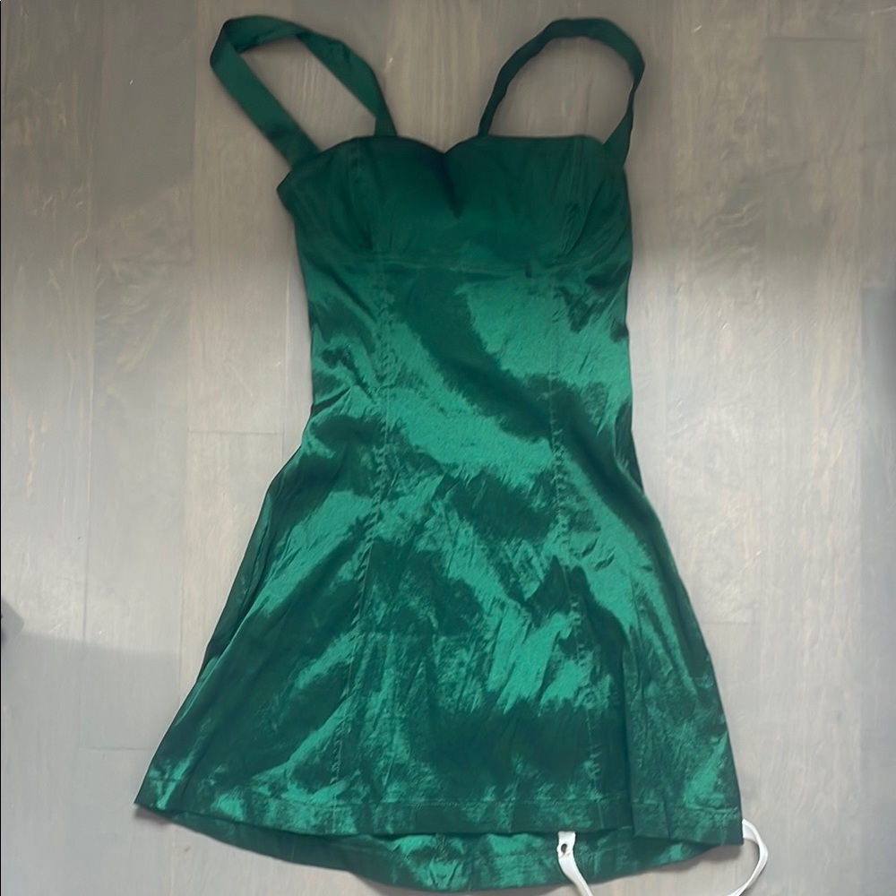 Lucy in the Sky Teal Satin Gown